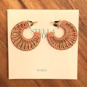 Stella & Dot | Macrame Hoop Earrings | Blush/Gold